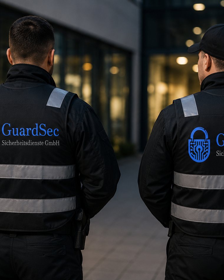 Mitarbeiter der GuardSec Sicherheitsdienste GmbH im Einsatz vor einem Objekt
